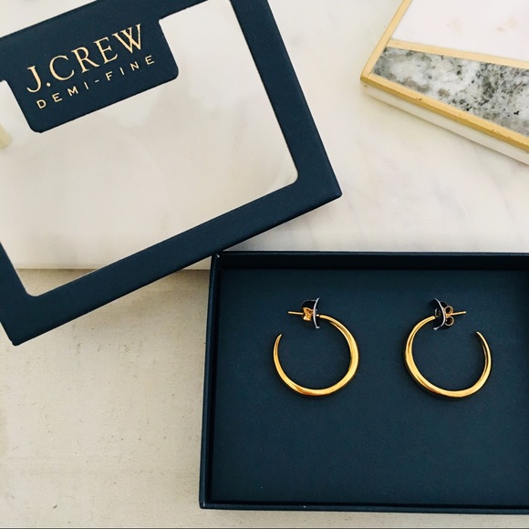 J. CREW Demi-fine 14k Gold-Plated Hoop Earrings - Picture 3 of 8